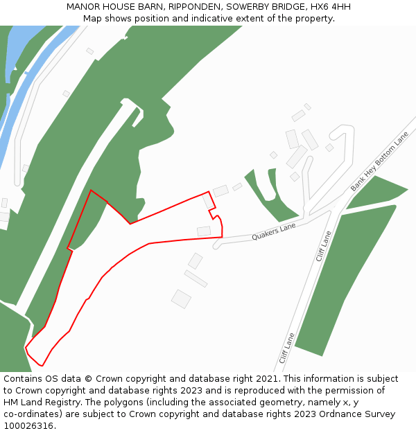 MANOR HOUSE BARN, RIPPONDEN, SOWERBY BRIDGE, HX6 4HH: Location map and indicative extent of plot