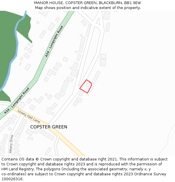 MANOR HOUSE, COPSTER GREEN, BLACKBURN, BB1 9EW: Location map and indicative extent of plot
