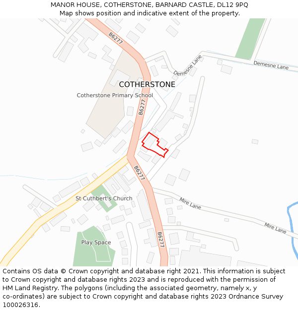 MANOR HOUSE, COTHERSTONE, BARNARD CASTLE, DL12 9PQ: Location map and indicative extent of plot