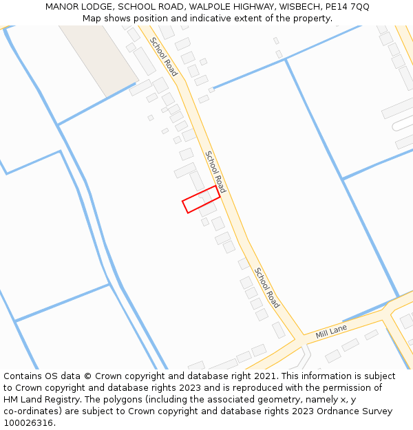 MANOR LODGE, SCHOOL ROAD, WALPOLE HIGHWAY, WISBECH, PE14 7QQ: Location map and indicative extent of plot