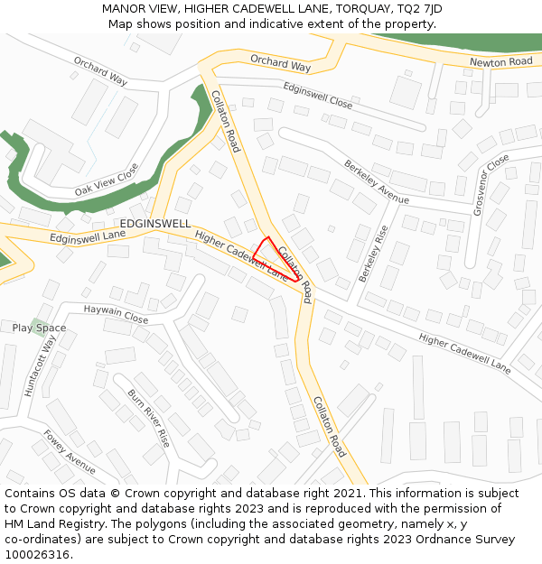 MANOR VIEW, HIGHER CADEWELL LANE, TORQUAY, TQ2 7JD: Location map and indicative extent of plot