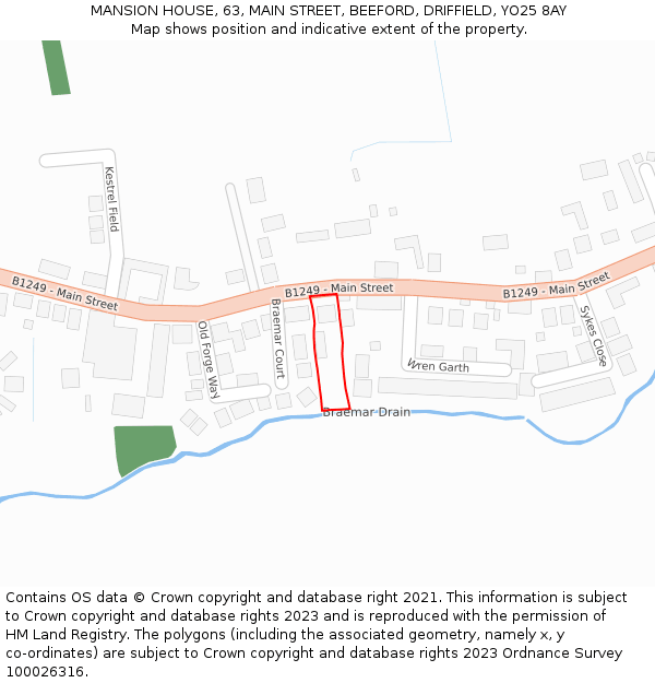MANSION HOUSE, 63, MAIN STREET, BEEFORD, DRIFFIELD, YO25 8AY: Location map and indicative extent of plot