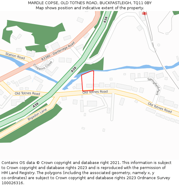 MARDLE COPSE, OLD TOTNES ROAD, BUCKFASTLEIGH, TQ11 0BY: Location map and indicative extent of plot