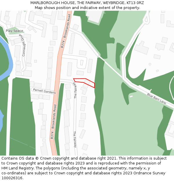 MARLBOROUGH HOUSE, THE FAIRWAY, WEYBRIDGE, KT13 0RZ: Location map and indicative extent of plot