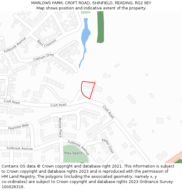 MARLOWS FARM, CROFT ROAD, SHINFIELD, READING, RG2 9EY: Location map and indicative extent of plot
