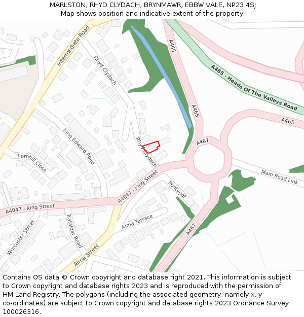 MARLSTON, RHYD CLYDACH, BRYNMAWR, EBBW VALE, NP23 4SJ: Location map and indicative extent of plot
