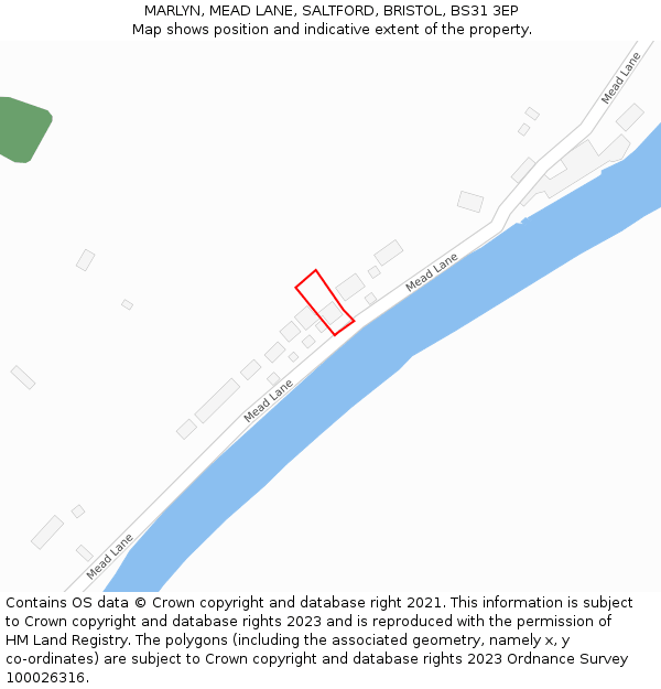 MARLYN, MEAD LANE, SALTFORD, BRISTOL, BS31 3EP: Location map and indicative extent of plot