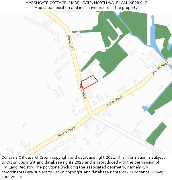 MARSHGATE COTTAGE, MARSHGATE, NORTH WALSHAM, NR28 9LG: Location map and indicative extent of plot