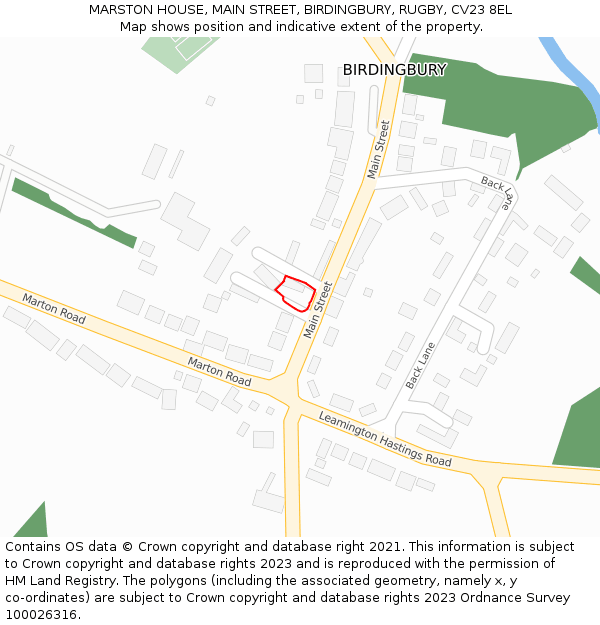 MARSTON HOUSE, MAIN STREET, BIRDINGBURY, RUGBY, CV23 8EL: Location map and indicative extent of plot