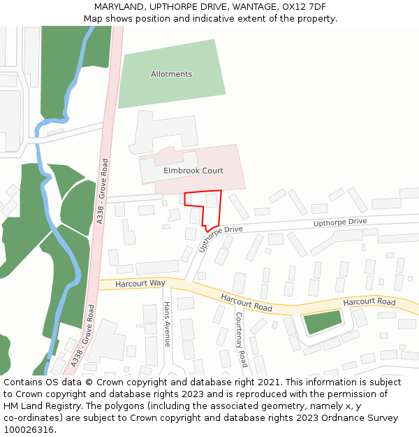 MARYLAND, UPTHORPE DRIVE, WANTAGE, OX12 7DF: Location map and indicative extent of plot