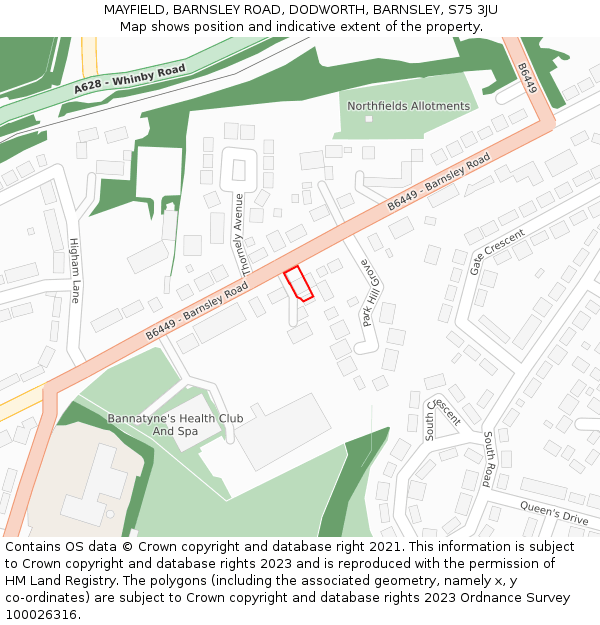 MAYFIELD, BARNSLEY ROAD, DODWORTH, BARNSLEY, S75 3JU: Location map and indicative extent of plot