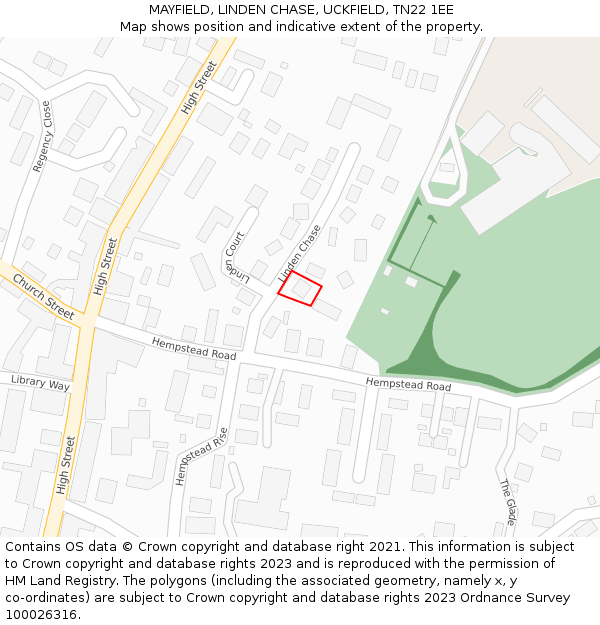 MAYFIELD, LINDEN CHASE, UCKFIELD, TN22 1EE: Location map and indicative extent of plot