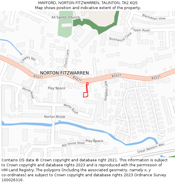 MAYFORD, NORTON FITZWARREN, TAUNTON, TA2 6QS: Location map and indicative extent of plot