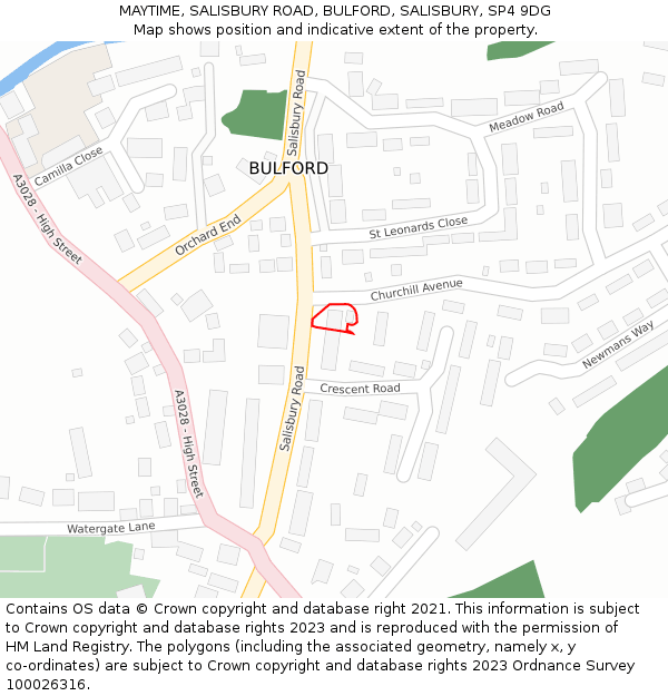 MAYTIME, SALISBURY ROAD, BULFORD, SALISBURY, SP4 9DG: Location map and indicative extent of plot