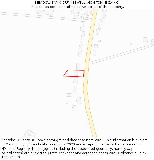 MEADOW BANK, DUNKESWELL, HONITON, EX14 4QJ: Location map and indicative extent of plot