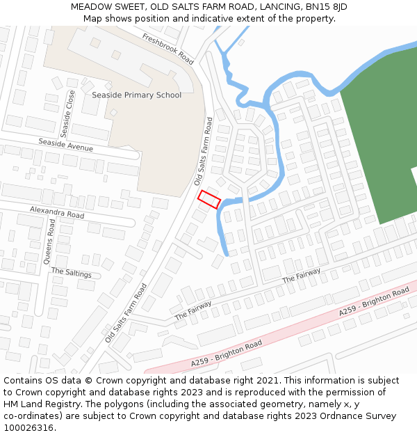 MEADOW SWEET, OLD SALTS FARM ROAD, LANCING, BN15 8JD: Location map and indicative extent of plot