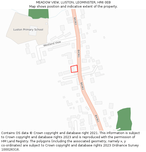 MEADOW VIEW, LUSTON, LEOMINSTER, HR6 0EB: Location map and indicative extent of plot