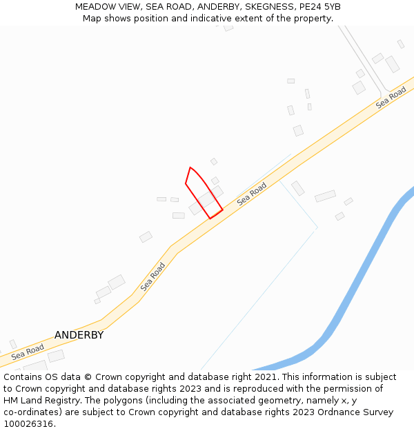 MEADOW VIEW, SEA ROAD, ANDERBY, SKEGNESS, PE24 5YB: Location map and indicative extent of plot
