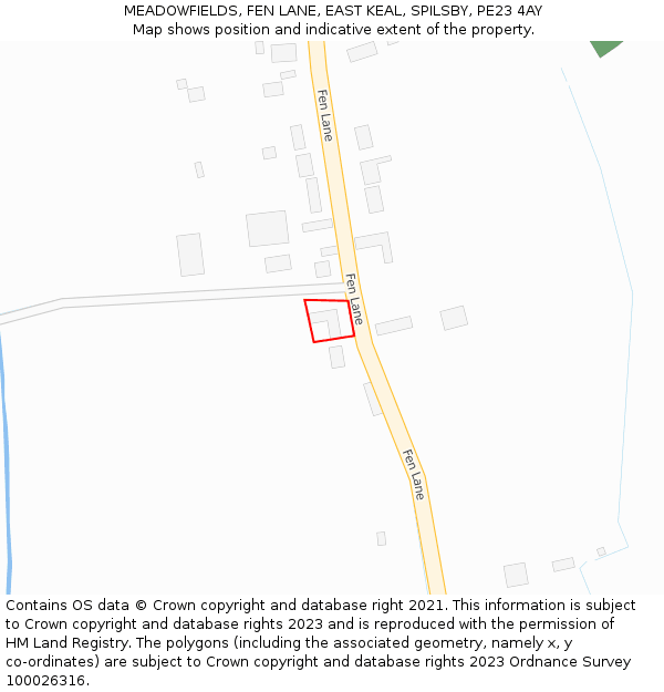 MEADOWFIELDS, FEN LANE, EAST KEAL, SPILSBY, PE23 4AY: Location map and indicative extent of plot