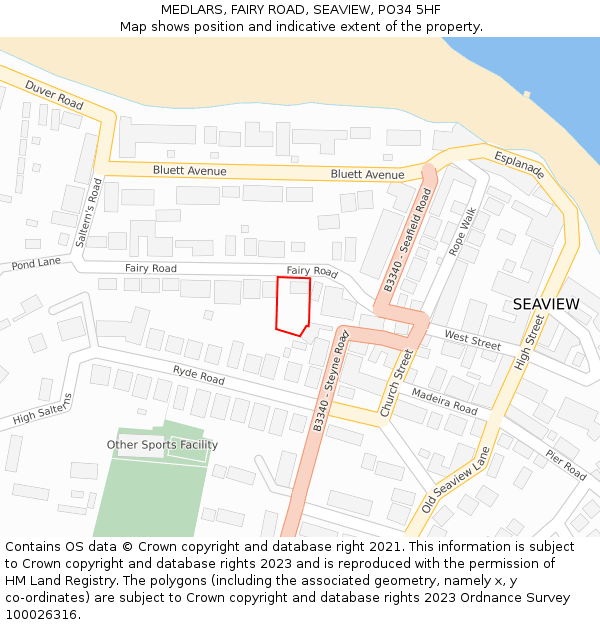 MEDLARS, FAIRY ROAD, SEAVIEW, PO34 5HF: Location map and indicative extent of plot