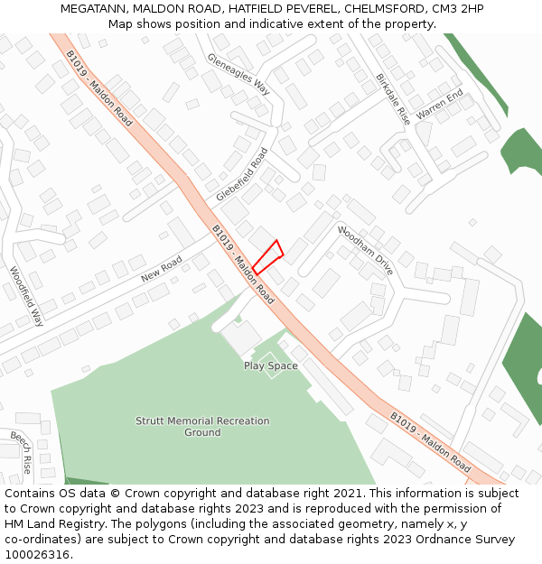MEGATANN, MALDON ROAD, HATFIELD PEVEREL, CHELMSFORD, CM3 2HP: Location map and indicative extent of plot