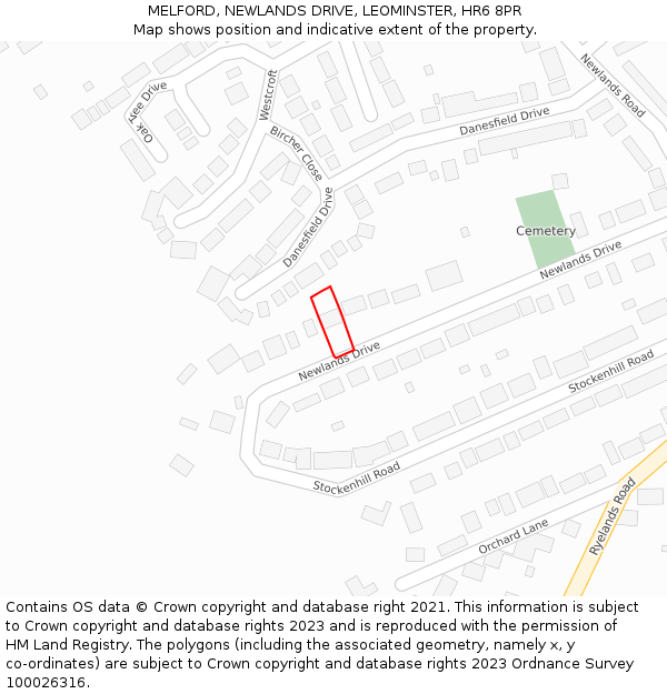 MELFORD, NEWLANDS DRIVE, LEOMINSTER, HR6 8PR: Location map and indicative extent of plot