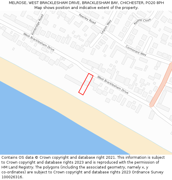 MELROSE, WEST BRACKLESHAM DRIVE, BRACKLESHAM BAY, CHICHESTER, PO20 8PH: Location map and indicative extent of plot