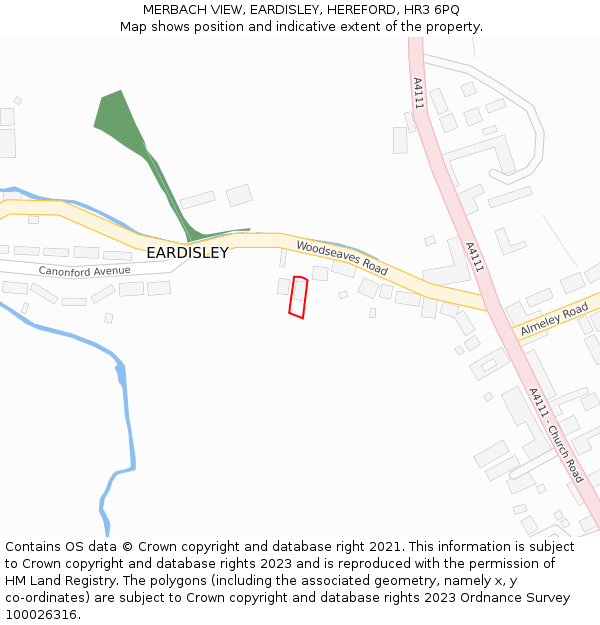 MERBACH VIEW, EARDISLEY, HEREFORD, HR3 6PQ: Location map and indicative extent of plot