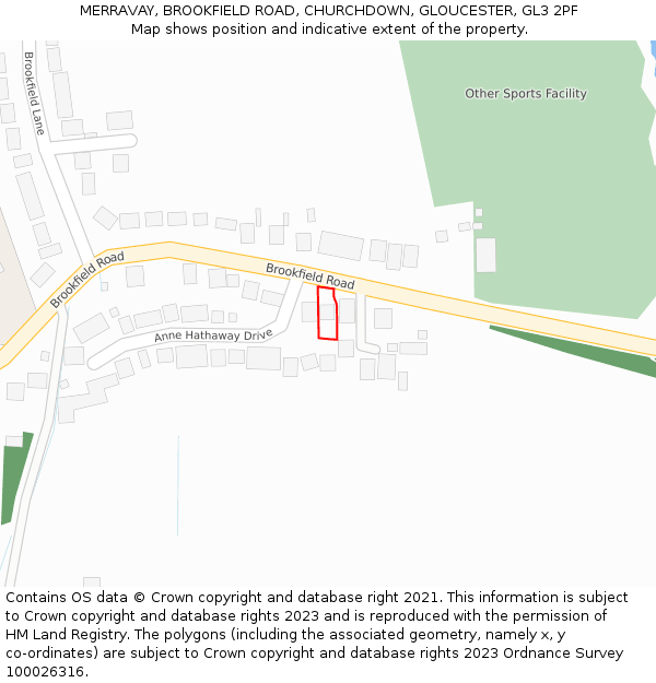 MERRAVAY, BROOKFIELD ROAD, CHURCHDOWN, GLOUCESTER, GL3 2PF: Location map and indicative extent of plot