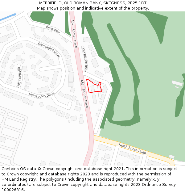 MERRIFIELD, OLD ROMAN BANK, SKEGNESS, PE25 1DT: Location map and indicative extent of plot