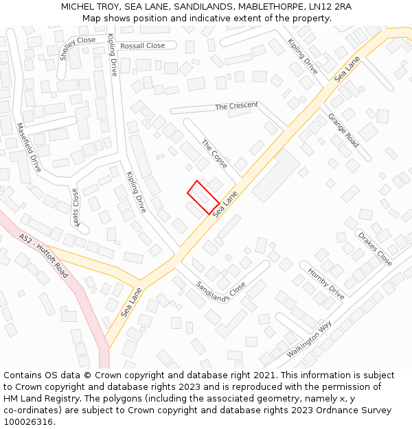 MICHEL TROY, SEA LANE, SANDILANDS, MABLETHORPE, LN12 2RA: Location map and indicative extent of plot