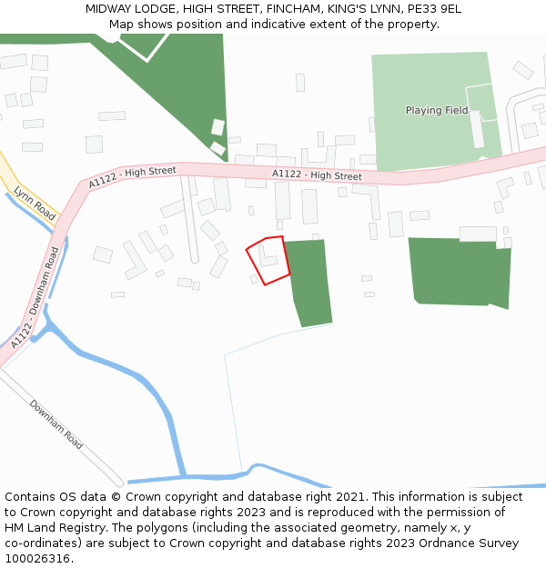 MIDWAY LODGE, HIGH STREET, FINCHAM, KING'S LYNN, PE33 9EL: Location map and indicative extent of plot