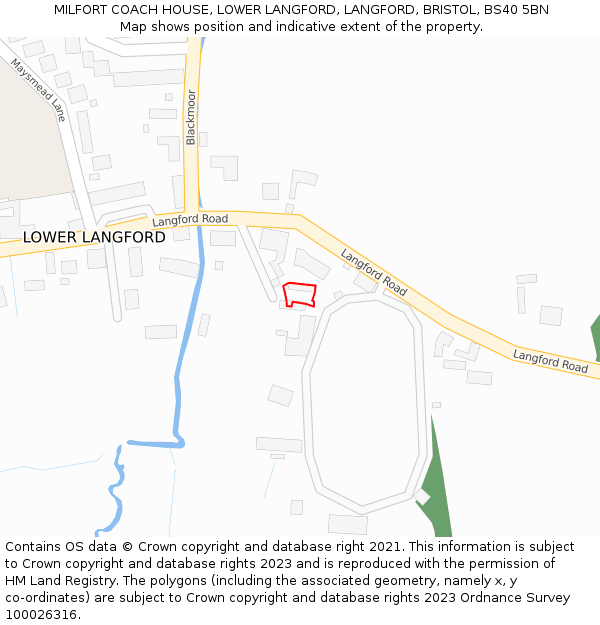 MILFORT COACH HOUSE, LOWER LANGFORD, LANGFORD, BRISTOL, BS40 5BN: Location map and indicative extent of plot