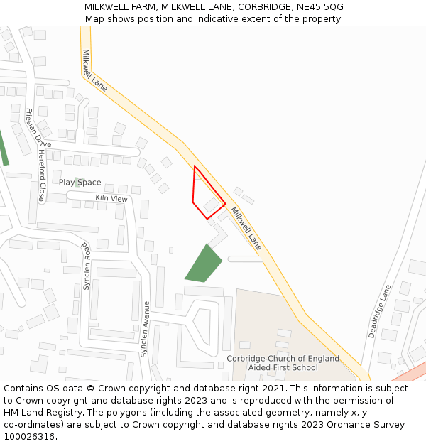MILKWELL FARM, MILKWELL LANE, CORBRIDGE, NE45 5QG: Location map and indicative extent of plot