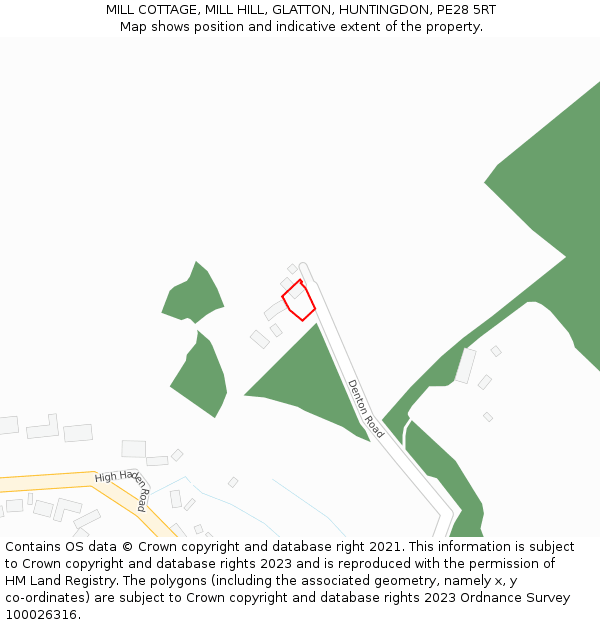 MILL COTTAGE, MILL HILL, GLATTON, HUNTINGDON, PE28 5RT: Location map and indicative extent of plot