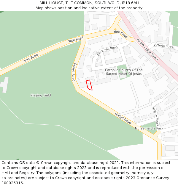 MILL HOUSE, THE COMMON, SOUTHWOLD, IP18 6AH: Location map and indicative extent of plot