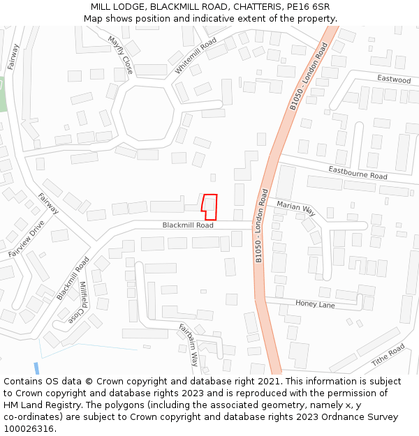 MILL LODGE, BLACKMILL ROAD, CHATTERIS, PE16 6SR: Location map and indicative extent of plot