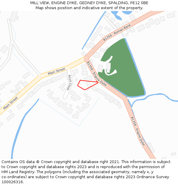 MILL VIEW, ENGINE DYKE, GEDNEY DYKE, SPALDING, PE12 0BE: Location map and indicative extent of plot