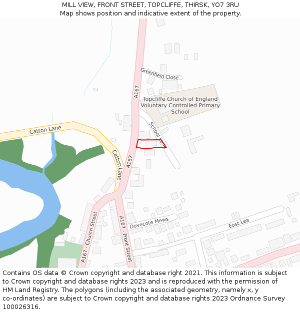 MILL VIEW, FRONT STREET, TOPCLIFFE, THIRSK, YO7 3RU: Location map and indicative extent of plot
