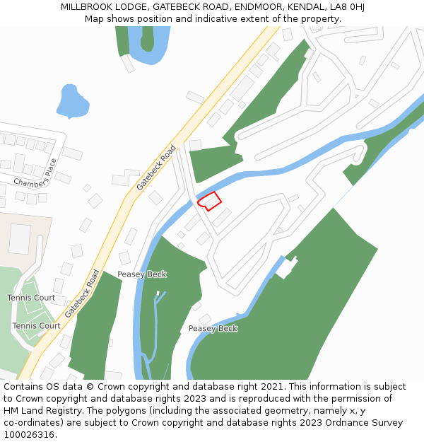 MILLBROOK LODGE, GATEBECK ROAD, ENDMOOR, KENDAL, LA8 0HJ: Location map and indicative extent of plot