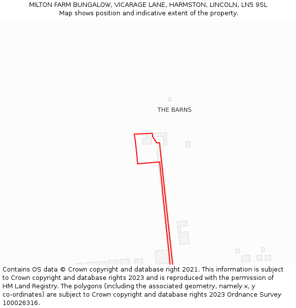 MILTON FARM BUNGALOW, VICARAGE LANE, HARMSTON, LINCOLN, LN5 9SL: Location map and indicative extent of plot
