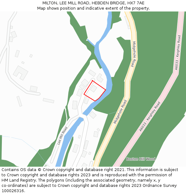 MILTON, LEE MILL ROAD, HEBDEN BRIDGE, HX7 7AE: Location map and indicative extent of plot