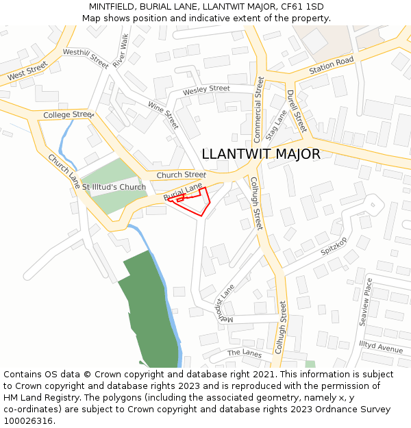 MINTFIELD, BURIAL LANE, LLANTWIT MAJOR, CF61 1SD: Location map and indicative extent of plot