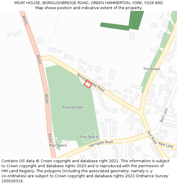 MOAT HOUSE, BOROUGHBRIDGE ROAD, GREEN HAMMERTON, YORK, YO26 8AD: Location map and indicative extent of plot