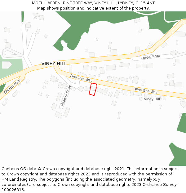 MOEL HAFREN, PINE TREE WAY, VINEY HILL, LYDNEY, GL15 4NT: Location map and indicative extent of plot
