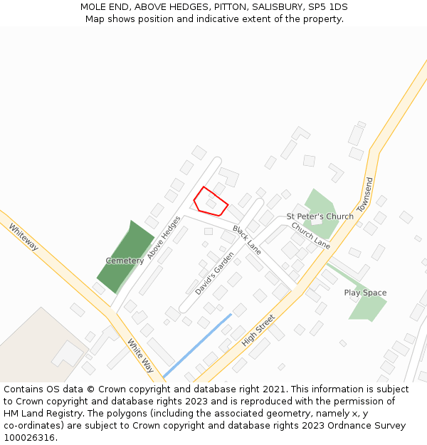 MOLE END, ABOVE HEDGES, PITTON, SALISBURY, SP5 1DS: Location map and indicative extent of plot