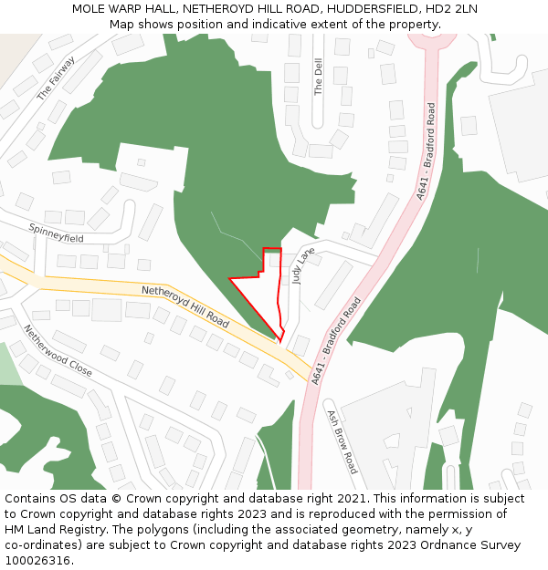 MOLE WARP HALL, NETHEROYD HILL ROAD, HUDDERSFIELD, HD2 2LN: Location map and indicative extent of plot