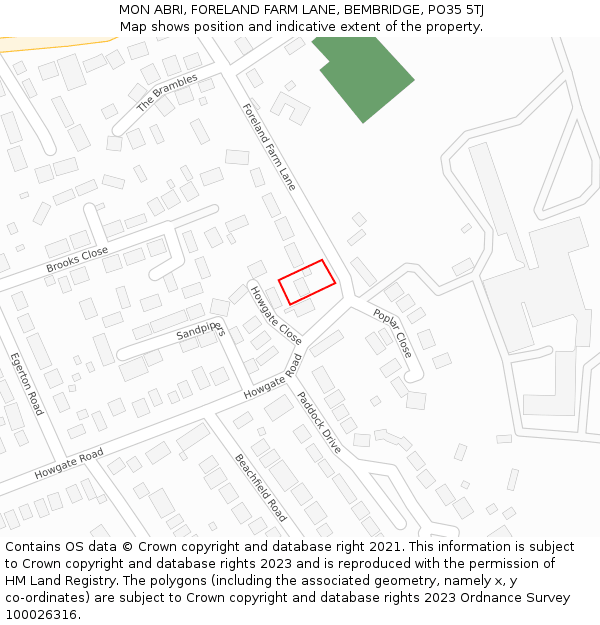 MON ABRI, FORELAND FARM LANE, BEMBRIDGE, PO35 5TJ: Location map and indicative extent of plot