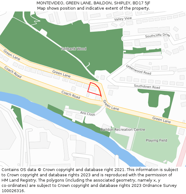 MONTEVIDEO, GREEN LANE, BAILDON, SHIPLEY, BD17 5JF: Location map and indicative extent of plot