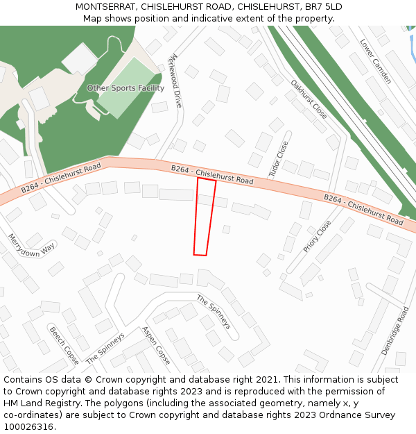 MONTSERRAT, CHISLEHURST ROAD, CHISLEHURST, BR7 5LD: Location map and indicative extent of plot